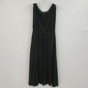 BCBGMaxAzria Twisted Straps V Neck Glittery Casual Black Dress
